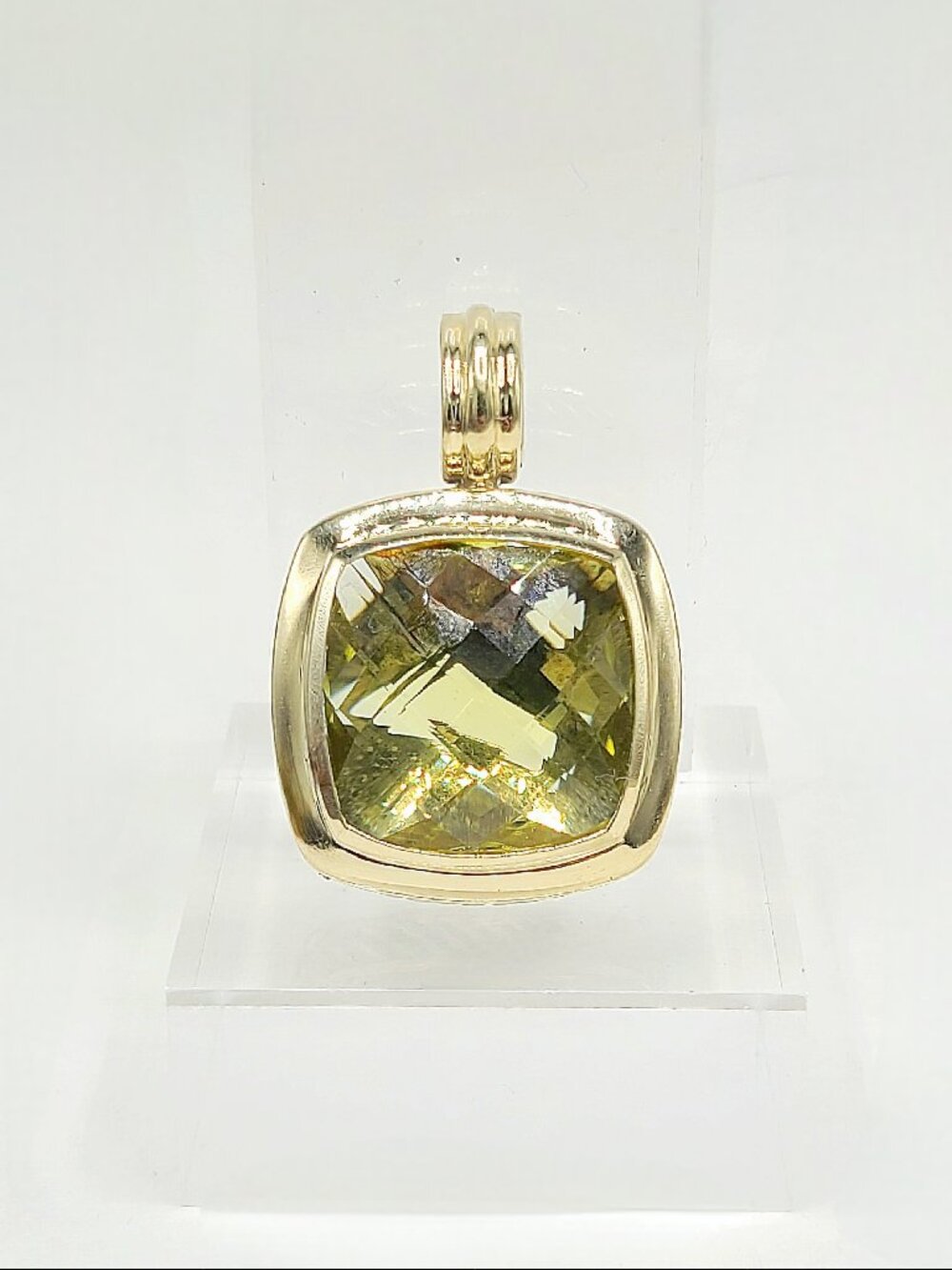 David Yurman Albion Pendant Enhancer w/ Lemon Citrine & 18K Yellow Gold - RARE